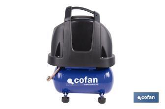 Compresor de pistón coaxial portátil 1,5 HP | Ultraligero y compacto | 6 litros | 2450 rpm | Para uso doméstico y profesional - Cofan