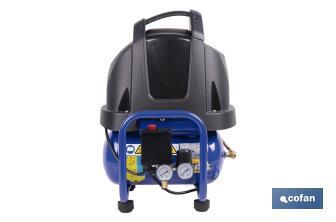 Compresor de pistón coaxial portátil 1,5 HP | Ultraligero y compacto | 6 litros | 2450 rpm | Para uso doméstico y profesional - Cofan