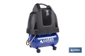 Compresor de pistón coaxial portátil 1,5 HP | Ultraligero y compacto | 6 litros | 2450 rpm | Para uso doméstico y profesional - Cofan