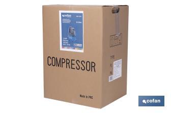 Compresor de pistón coaxial portátil 1,5 HP | Ultraligero y compacto | 6 litros | 2450 rpm | Para uso doméstico y profesional - Cofan
