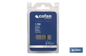 Blister pack of nails with M15mm head | Length: 15mm | Designed for manual nailing - Cofan