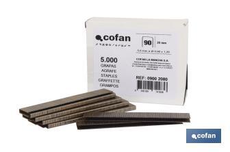 Caja de Grapas | Para Grapadora Neumática | Modelo 90/38mm | 3.000 piezas | Grapas para Grapadora de Aire a Presión - Cofan