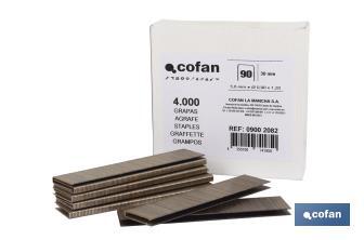 Caja de Grapas | Para Grapadora Neumática | Modelo 90/38mm | 3.000 piezas | Grapas para Grapadora de Aire a Presión - Cofan