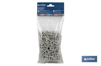 Highly resistant cross-shaped tile spacers for tiling projects | Available in different sizes and packaging - Cofan