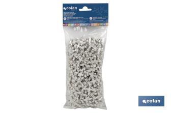 Highly resistant cross-shaped tile spacers for tiling projects | Available in different sizes and packaging - Cofan