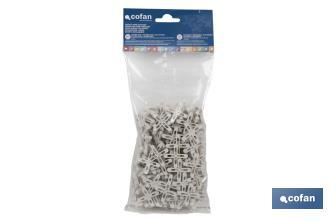Highly resistant cross-shaped tile spacers for tiling projects | Available in different sizes and packaging - Cofan