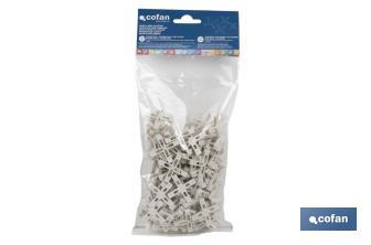 Highly resistant cross-shaped tile spacers for tiling projects | Available in different sizes and packaging - Cofan