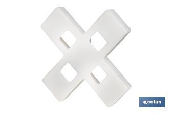 Highly resistant cross-shaped tile spacers for tiling projects | Available in different sizes and packaging - Cofan