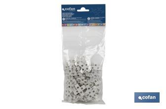 Highly resistant cross-shaped tile spacers for tiling projects | Available in different sizes and packaging - Cofan