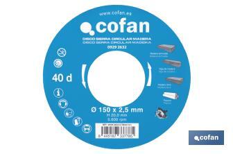 Lame de scie circulaire | Disque de coupe pour bois | Différents nombres de dents | Vaste variété de dimensions - Cofan