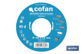 Circular saw blade | Suitable for cutting wood | Available in different teeth | Available in wide range of sizes - Cofan