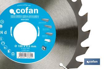 Circular saw blade | Suitable for cutting wood | Available in different teeth | Available in wide range of sizes - Cofan