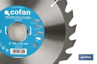 Circular saw blade | Suitable for cutting wood | Available in different teeth | Available in wide range of sizes - Cofan