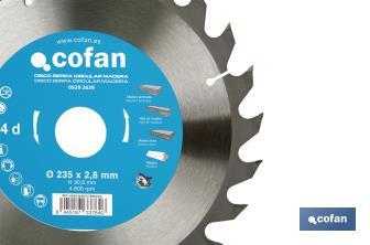 Lame de scie circulaire | Disque de coupe pour bois | Différents nombres de dents | Vaste variété de dimensions - Cofan