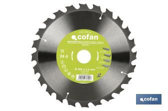 Lame de scie à onglets | Disque de coupe pour bois et métal | Différentes dents : 24, 28 et 32 | Plusieurs dimensions - Cofan