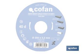 Lame de scie à onglet | Disque de coupe pour bois | Différents nombres de dents | Différentes dimensions - Cofan