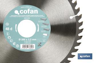 Mitre saw blade | Wood cutting disc with tips | Hard metal tipped saw blade | Available with different number of teeth and in various sizes - Cofan