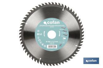 Mitre saw blade | Wood cutting disc with tips | Hard metal tipped saw blade | Available with different number of teeth and in various sizes - Cofan