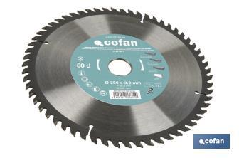 Mitre saw blade | Wood cutting disc with tips | Hard metal tipped saw blade | Available with different number of teeth and in various sizes - Cofan