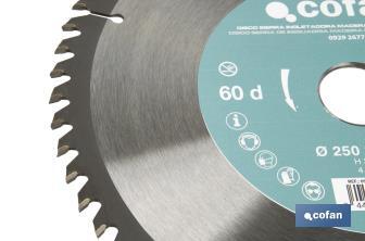 Mitre saw blade | Wood cutting disc with tips | Hard metal tipped saw blade | Available with different number of teeth and in various sizes - Cofan