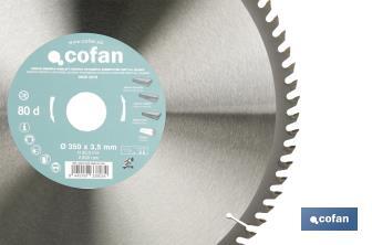 Mitre saw blade | Wood cutting disc with tips | Hard metal tipped saw blade | Available with different number of teeth and in various sizes - Cofan