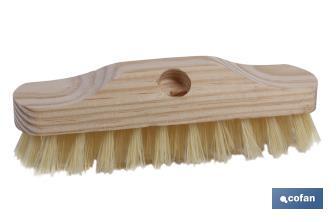 Hand deck scrub brush | With plastic bristles of 5 x 10 lines | Natural colour with thread 22mm | Size 22 x 5.5 x 7.5cm - Cofan