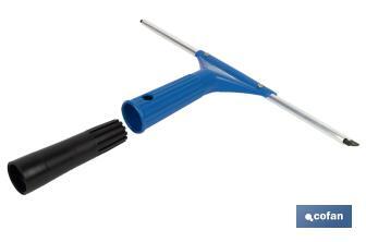 Limpiacristales de Metal con Adaptador de 20 cm de Ancho | Compatible con Palos para hacer la labor más cómoda - Cofan