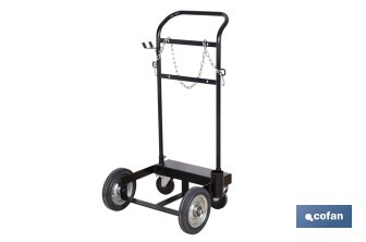 Carro portabidones de acero con ruedas antipinchazo | Cadena de seguridad | Alta resistencia y maniobrabilidad | Adecuado para bidones de 60 litros - Cofan