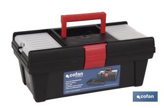 Caja de herramientas de plástico 12" | Modelo semi profesional | Con una bandeja superior y un habitáculo inferior - Cofan