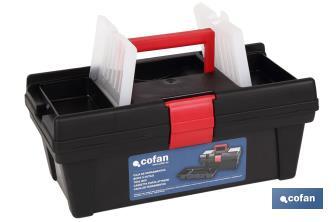 Caja de herramientas de plástico 12" | Modelo semi profesional | Con una bandeja superior y un habitáculo inferior - Cofan