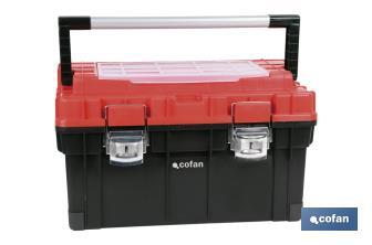 Heavy Duty tool box | Deep bottom compartment with high storage capacity | Red and black - Cofan