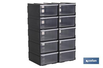 Rack of 10 storage bins | Product dimensions: 155 x 100 x 225mm | Polypropylene - Cofan