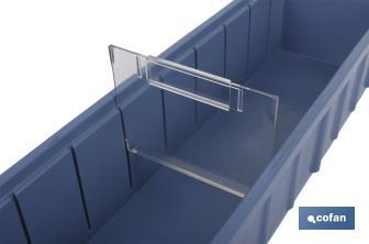 Separador transversal de plástico para gaveta especial mostrador | Dimensiones 98 x 74 mm | Aptas para gavetas de mostrador - Cofan