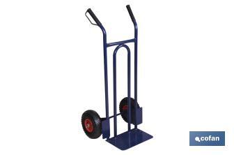 Sack truck with fixed noseplate and tyres | With pneumatic tyres | Size: 1,100 x 520 x 480mm - Cofan