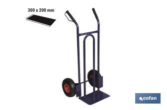 Sack truck with fixed noseplate and tyres | With pneumatic tyres | Size: 1,100 x 520 x 480mm - Cofan