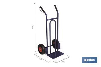 Sack truck with fixed noseplate and tyres | With pneumatic tyres | Size: 1,100 x 520 x 480mm - Cofan