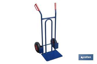 Sack truck with fixed noseplate and tyres | With pneumatic tyres | Size: 1,100 x 520 x 480mm - Cofan