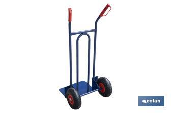 Sack truck with fixed noseplate and tyres | With pneumatic tyres | Size: 1,100 x 520 x 480mm - Cofan