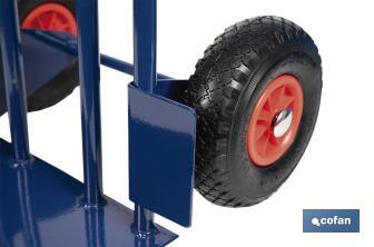 Sack truck with fixed noseplate and tyres | With pneumatic tyres | Size: 1,100 x 520 x 480mm - Cofan
