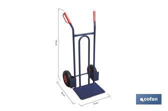Sack truck with fixed noseplate and tyres | With pneumatic tyres | Size: 1,100 x 520 x 480mm - Cofan