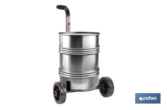 Carretilla portabidones con ruedas de caucho y mango acolchado | Ideal para talleres e industria | Adecuada para bidones de 30 litros - Cofan