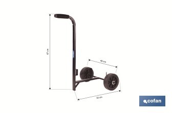 Carretilla portabidones con ruedas de caucho y mango acolchado | Ideal para talleres e industria | Adecuada para bidones de 30 litros - Cofan