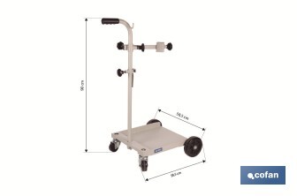 Carretilla portabidones | Ruedas de poliuretano con rodamientos y nylon | Mango acolchado | Ideal para talleres e industria | Adecuada para bidones de 60 litros - Cofan