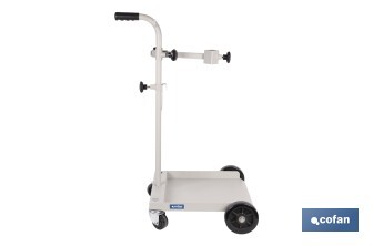 Carretilla portabidones | Ruedas de poliuretano con rodamientos y nylon | Mango acolchado | Ideal para talleres e industria | Adecuada para bidones de 60 litros - Cofan