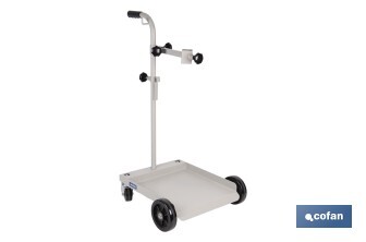 Carretilla portabidones | Ruedas de poliuretano con rodamientos y nylon | Mango acolchado | Ideal para talleres e industria | Adecuada para bidones de 60 litros - Cofan