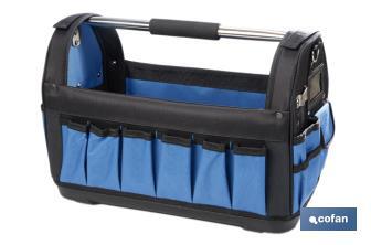 Bolsa de herramientas abierta con bolsillos interiores y exteriores | Carga máxima de 20 kg - Cofan