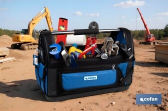 Sac à outils ouvert avec des poches intérieurs et extérieures | Charge maximale de 20 kg - Cofan