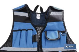 Multi pocket adjustable tool vest with reflective strips - Cofan