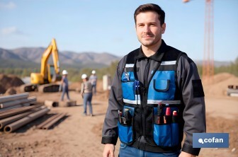 Gilet porte-outils multipoches réglable avec des bandes réfléchissantes - Cofan