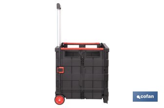 Trolley plegable con asa telescópica | Material: PP | Mango ergonómico | Carga máxima: 25 kg | Compacto y fácil de montar - Cofan